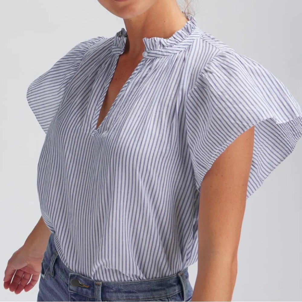 Basin and Range Blue and white striped blouse